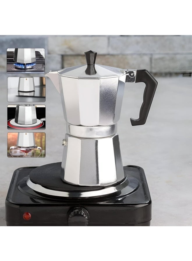 ماكينة إسبريسو منزلية مع غطاء - إبريق موكا من الألومنيوم سعة 6 أكواب، تجربة قهوة إيطالية أصيلة - مثالية للمنزل والمكتب والسفر - Image 4